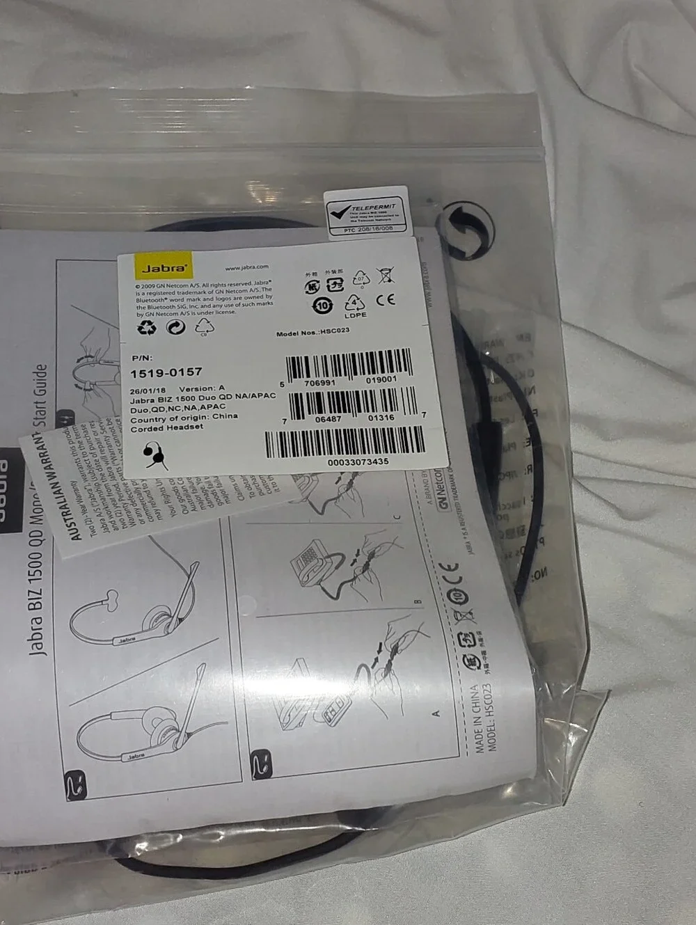 Jabra BIZ 1900 Duo QD Corded Headset